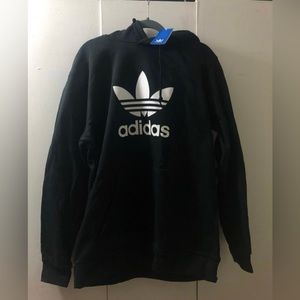 Adidas Original Classic Trefoil Logo Fleece Hoodie Sweatshirt Black Size L NWT